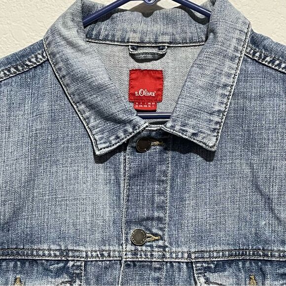S.Oliver Men’s Jean Denim Jacket Size Large in Medium Wash w/ Pockets - Picture 2 of 9